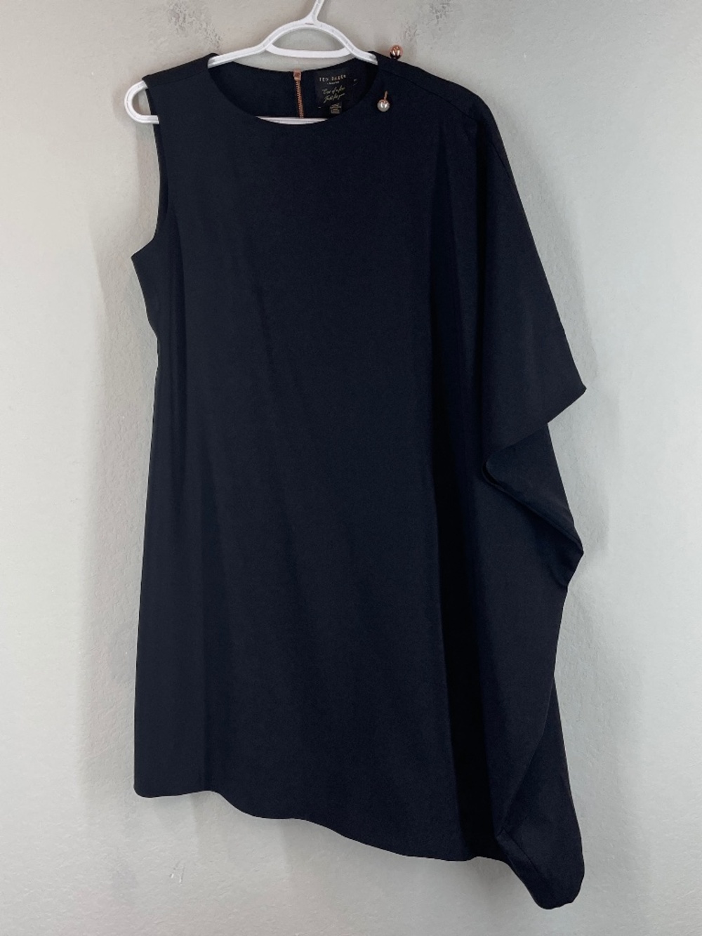 Ted Baker Aubrey Dress Women's 2 US 4-6 Navy Blue Oversized Draped